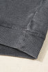Waffle Knit Drop Shoulder Wide Crewneck Banded Hem Loose Fit Top
